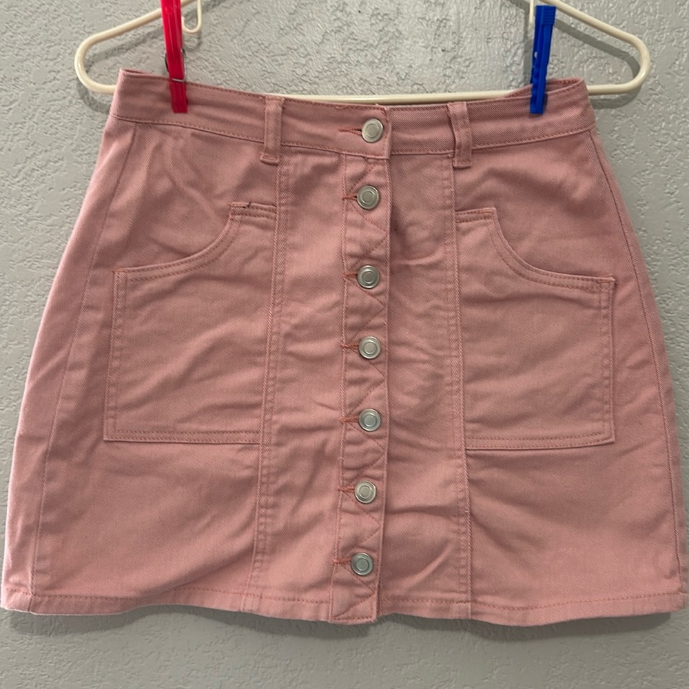 Peach love California, small, pink Jean button up skirt